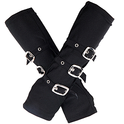 Черный Тканевые нарукавники в стиле байкер-панк для женщин и девочек, со сплавочной фурнитурой, чёрные, 305x100~255 мм X 2 мм