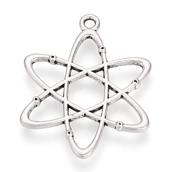 Античное Серебро Сплавочные подвески тибетского стиля, атомные чары, без кадмия, без никеля и без свинца, античное серебро, 33x26x2 мм, Отверстие : 2.5 мм , около 420 шт / 1000 г