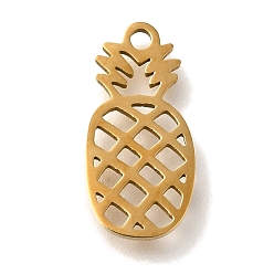 Ананас 201 подвески из нержавеющей стали, фруктовые прелести, ананас, 14.5x7x1 мм, отверстие : 1.2 мм