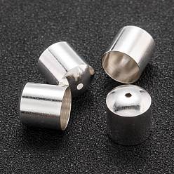 Посеребрённый Латуни конце шнура, торцевые заглушки с долговечным покрытием, колонка, 925 серебро покрытием, 11x10 мм, отверстие : 2 мм, внутренний диаметр: 9.5 мм