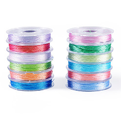 Mixed Color 12 Rolls 12 Colors Round Metallic Cord, for Jewelry Making, Mixed Color, 1mm, about 24.06 yards(22m)/roll, 1 roll/color