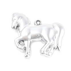 с Покрытием Серебра Гальваническое покрытие акриловые большие подвески, с петлей, лошадь, со серебряным покрытием, 48x54x13 мм, отверстие : 3 мм