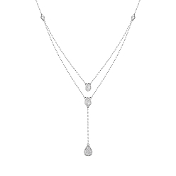 Серебро S925 Серебряное двухслойное колье с цирконами в форме капли воды, элегантное повседневное украшение