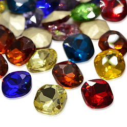 (52) Непрозрачная лаванда Стеклянные граненые кабошоны, с покрытием на задной стороне, граненые квадратные, разноцветные, 18x18x7 мм , около 54 шт / мешок