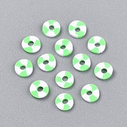 Зеленый Бусины из полимерной глины , Диск / плоские круглые, Heishi бусы, зелёные, 6~6.5x1~1.5 мм, отверстие : 2 мм, Около 25000 шт / 1000 г