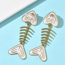 Белый 304 серьги-гвоздики из нержавеющей стали с эмалью для женщин, елочка, реальный 18 k позолоченный, белые, 70.5x22 мм