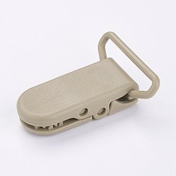 Dark Khaki Eco-Friendly Plastic Baby Pacifier Holder Clip, Dark Khaki, 43x31x9mm
