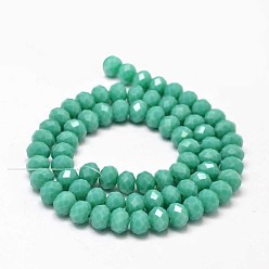 Light Sea Green Glass Beads Strands, Faceted Rondelle , Light Sea Green, 8x6mm, Hole: 1mm, about 70pcs/strand, 15.5 inch