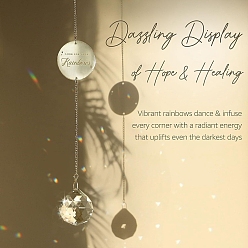 Персиковый Слойка Плоские круглые металлические подвесные солнечные ловцы для домашних животных, стеклянная круглая кисточка для украшения окон на открытом воздухе в саду, розовые, 450 мм