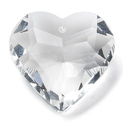 Прозрачный Кулон из прозрачного стекла, граненые, сердце прелести, прозрачные, 30x29x16 мм, отверстие : 2 мм