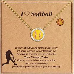 Baseball Ожерелья с подвеской в виде спортивного мяча из сплава хрустальных стразов с желтой эмалью, золотые, бейсбол, 16.93 дюйм (43 см)