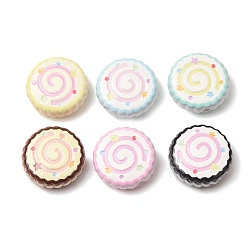 Mixed Color Printed Opaque Acrylic Beads, Swirl Cake, Mixed Color, 19.5x20x7mm, Hole: 2mm