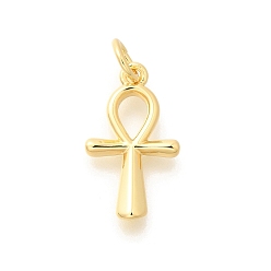 Настоящее золото 18K Латунные подвески, с целью перехода в кольце, долговечный, без свинца и без кадмия, крест прелести, реальный 18 k позолоченный, 17x10x2 мм, отверстие : 3.5 мм