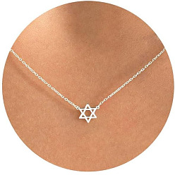 Star of David Латунные ожерелья с подвесками для женщин, платина, звезда Давида, 17.72 дюйм (45 см)