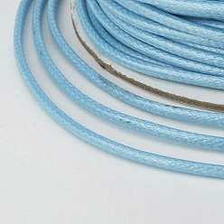 Light Sky Blue Eco-Friendly Korean Waxed Polyester Cord, Light Sky Blue, 2mm, about 90yards/roll(80m/roll)