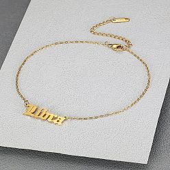 Весы 304 браслеты на ногу из нержавеющей стали с цепочкой в виде слова «созвездие» для женщин, золотые, Весы, 9-1/8~11 дюйм (230~280 мм)