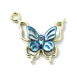 Light Sky Blue Alloy with Acrylic Pendants, Butterfly, Light Sky Blue, 19x19.5x3.5mm, Hole: 1mm