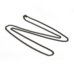 Electrophoresis Black 304 ожерелья нержавеющей стали, обуздать цепи ожерелья, с карабин-лобстерами , граненые, электрофорез черный, 29.5 дюйм (74.9 см), 3 мм