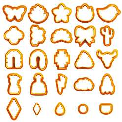 Dark Orange ABS Plastic Plasticine Tools, Clay Cutters, Modeling Tools, Mixed Shapes, Dark Orange, 15.3x10.5x4cm, 25pcs/set