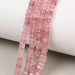 Клубничный Кварц Природного кварца клубники нитей бисера, граненые, шестиугольник, 4x4x2~2.5 мм, отверстие : 0.9 мм, около 156 шт / нитка, 15.24'' (38.7 см)