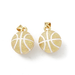 Basketball Латунные подвески, с эмалью, долговечный, стойки покрытие, без свинца и без кадмия, баскетбол, 18.5x14.5 мм, отверстие : 4.5x3.5 мм