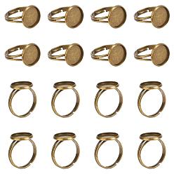 Antique Bronze Adjustable Brass Ring Components, Antique Bronze, 17mm, 40pcs/box