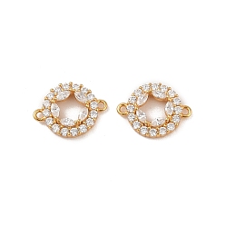 Настоящее золото 18K 925 звенья из стерлингового серебра с прозрачным фианитом, плоские круглые подвески-коннекторы со штампом 925, реальный 18 k позолоченный, 13x10x3 мм, отверстие : 1 мм