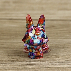 Разноцветный Украшение дисплея лисы из смолы, со стружкой из ракушек внутри статуй для украшения домашнего офиса, красочный, 40x35x65 мм