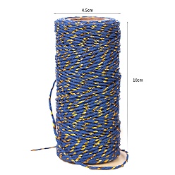 Королевский синий Хлопковые нити с эффектом металлик, макраме шнур, декоративные нитки, для поделок ремесел, упаковка подарков и изготовление ювелирных изделий, золотые, королевский синий, 1.5 мм, около 54.68 ярдов (50 м) / рулон