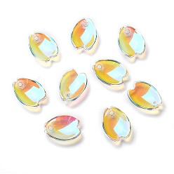 Желтый Прозрачные стеклянные подвески, сакура лепесток, желтые, 16x12x3.5 мм, отверстие : 0.9 мм