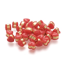 Золотой Экологически чистые пластиковые гайки для ушей, спинки для серьги, с 304 фурнитурой из нержавеющей стали, сердце, красные, золотые, 5.5x6x5~5.5 мм, отверстие : 1.2~1.4 мм