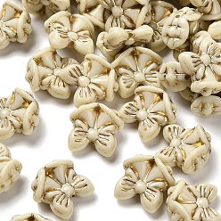 Бежевый Прозрачные акриловые бусины, рождественский колокольчик с бантом, золотой металл обвитыми, бежевые, 15x15.5x8.5 мм, отверстие : 1.2 мм, Около 562 шт / 500 г