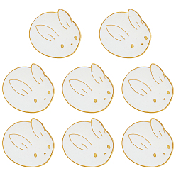 White 8Pcs Rabbit Enamel Pins, Alloy Lapel Pin Backs for Backpack Clothes, White, 32x34.5mm