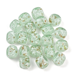 Темный Морско-зеленый Бусины ручной работы бусины золотого песка, cloumn, темно-зеленый, 12x11 мм, отверстие : 1.6~1.8 мм