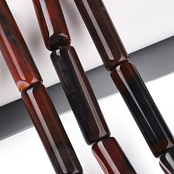 Натуральный Агат Окрашенные естественный агат бисер пряди, трубка, темно-красный, 29~31x8 мм, отверстие : 1 мм, около 13 шт / нитка, 15.16~15.35'' (38.5~39 см)