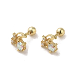 Золотой 925 женские серьги из стерлингового серебра с микропаве из циркония, хрящевые серьги, луна, золотые, 7x7.5 мм