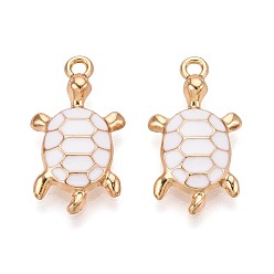 Белый Подвески из эмали и сплава, очарование черепахи, золотые, белые, 24x13x4 мм, отверстие : 1.8 мм