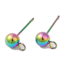 Rainbow Color Ионное покрытие (ip) 304 детали серьги-гвоздики из нержавеющей стали, с петлей, Радуга цветов, 17x8x5 мм, отверстие : 2 мм