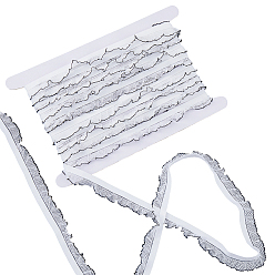 White 10Yards Polyester Ribbon, Elastic Lace Trim, Clothes Accessories, 1Pc Cardboard Display Card, White, 5/8 inch(16mm)