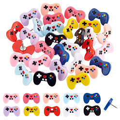 (52) Непрозрачная лаванда 30 шт. 10 стили игровые автоматы из смолы кнопки для рисования, с железными контактами, разноцветные, 18 мм, 3 шт / стиль