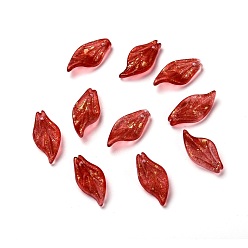 Красный Прозрачные стеклянные подвески, Petaline, красные, 20x9.5x3 мм, отверстие : 1.2 мм