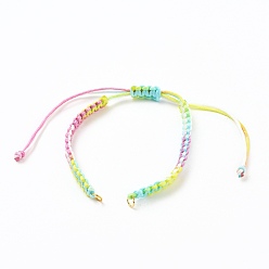 Разноцветный Регулируемый сегмент, окрашенный полиэфирной нитью, плетение из бисера, изготовление браслета, с 304 кольцами из нержавеющей стали, золотые, красочный, 5-3/4~11-7/8 дюйм (14.5~30 см)