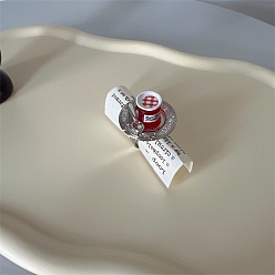 Клубника Регулируемые кольца на палец для женщин из смолы и пластика для послеобеденного чаепития, платина, клубника, 26x26.5 мм, внутренний диаметр: 16.8~17.1 мм