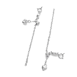 Платина Удлинители цепей из латуни, концевые цепи с пружинными застежками, сердце, платина, 68 мм