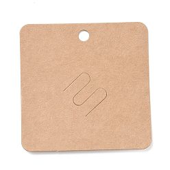 BurlyWood Tarjetas de exhibición de broches de papel kraft en blanco, plaza, burlywood, 7x7x0.05 cm, agujero: 6 mm