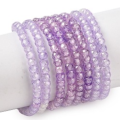 Разноцветный Прозрачный градиент цвета нити циркония, сегментированные разноцветные бусины, граненые, рондель, красочный, 3x2 мм, отверстие : 0.6 мм, о 200шт / цепи, 15.79'' (40.1 см)