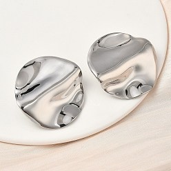 Нержавеющая Сталь Цвет 304 плоские круглые серьги-гвоздики из нержавеющей стали, цвет нержавеющей стали, 41x41 мм