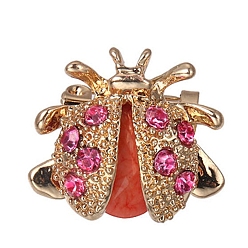 Гиацинт Броши из сплава со стразами в виде божьей коровки/божьей коровки, броши в виде насекомых для рюкзака, золотые, гиацинт, 20x22 мм