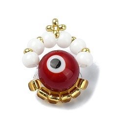 (123L) Белый крем непрозрачный блеск Подвески из семян своими руками, бусины с бисером, кольцо с дурным глазом, огнеупорный кирпич, 20x17x10 мм, отверстие : 1 мм