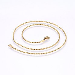 Золотой 304 из нержавеющей стали цепи ожерелья, с карабин-лобстерами , золотые, 19.7 дюйм (50 см), 1.6 мм